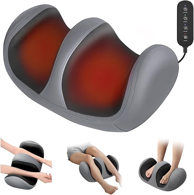 Foot and Calf Massager with Heat, Shiatsu Kneading Foot Massager for Pain Relief, Deep Tissue Massager Machine with Massage Roller, Wired Remote, Gifts for Mom Dad