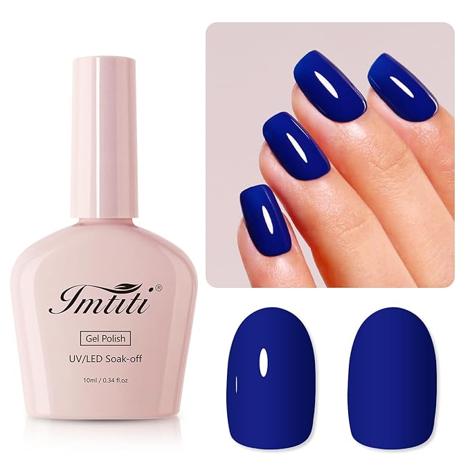 Imtiti 10ML Deep BlueGel Nail Polish Soak Off LED U V Dark Blue Nail Gel Polish DIY Nail Art Starter Manicure Salon Gel Nail Kit for Women Girls 1PCS