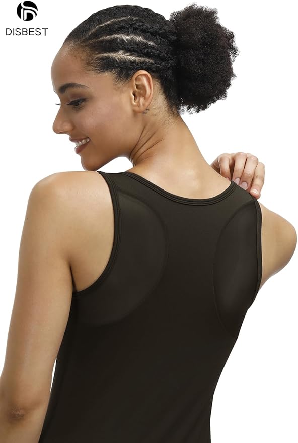 Disbest Yoga Tank Top, Women's Performance Stretchy Quick Dry Sports Workout Running Top Vest with Removable Pads