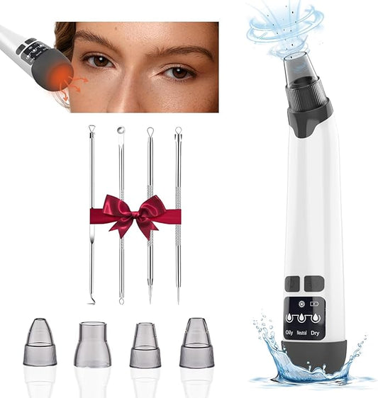 Blackhead Remover Pore Vacuum - Facial Pore Cleaner with 3 Adjustable Suction Levels, 4 Blackhead Removal Tools, Electric Acne Extractor Tool for Women & Men