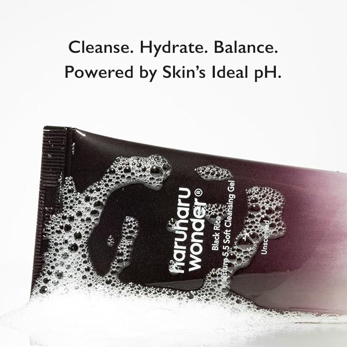 Black Rice Moisture 5.5 Soft Cleansing Gel, Gentle Foaming Daily Cleanser, Low 5.5pH, Moisture Balance, Soap Free, For Sensitive Skin, Vegan & Cruelty-Free, 3.4 fl.oz