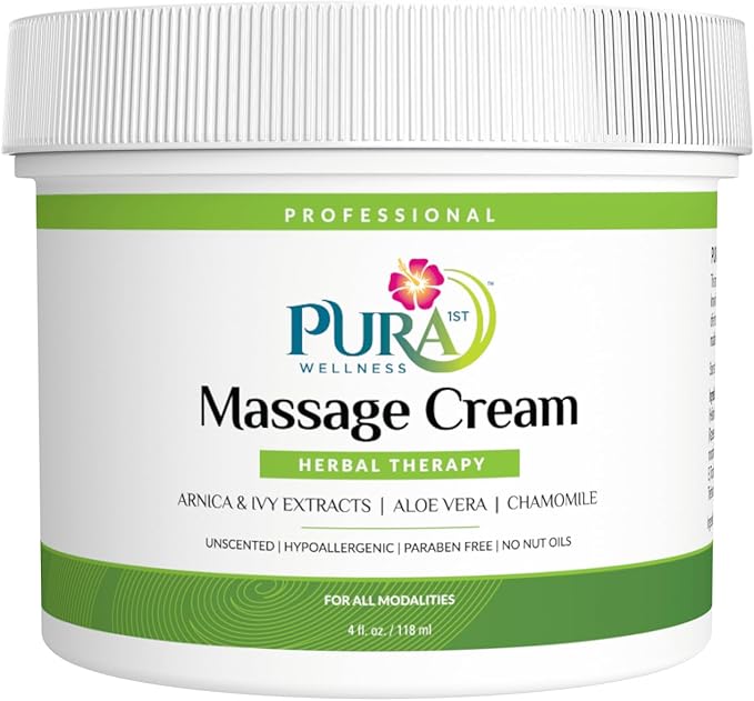 Wellness Professional Herbal Massage Cream, 4oz, Pura Massage Cream for Muscle Relief, Professional Deep Tissue Therapy, Wellness Herbal Massage