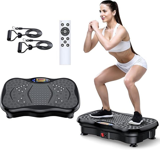 Vibration Plate Exercise Machine, Lymphatic Drainage Machine for Weight Loss, Lymphatic Drainage & Muscle Recovery, Multiple Speeds with Bluetooth & Remote, Max User Weight 330lbs (PureBlack)