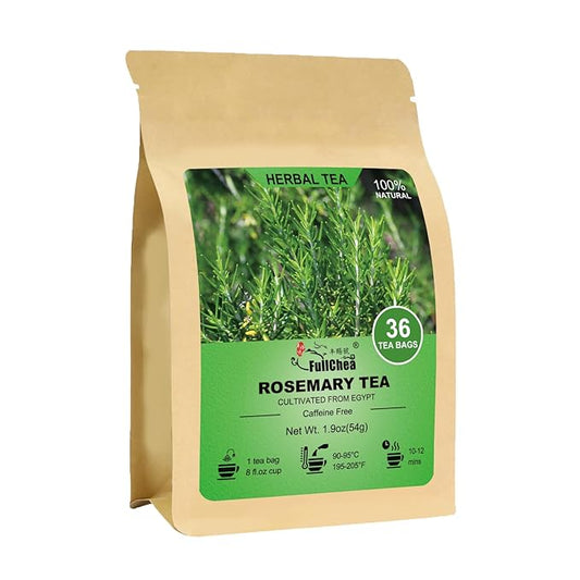 FullChea - Rosemary Tea Bags, 36 Teabags, 1.5g/bag - Premium Dried Rosemary Leaves - Cultivated From Egypt - Non-GMO - Caffeine-free - Distinct Flavor & Support Digestion