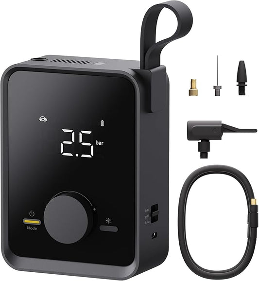 HOTO Tire Inflator Portable, Electric Air Pump Pro for Car Tires with Digital Pressure Gauge 120PSI, Cordless Tire Pump with 12V Motor, 7500mAH Battery, Air Compressor for Car, Motorcycle, Bike, Ball