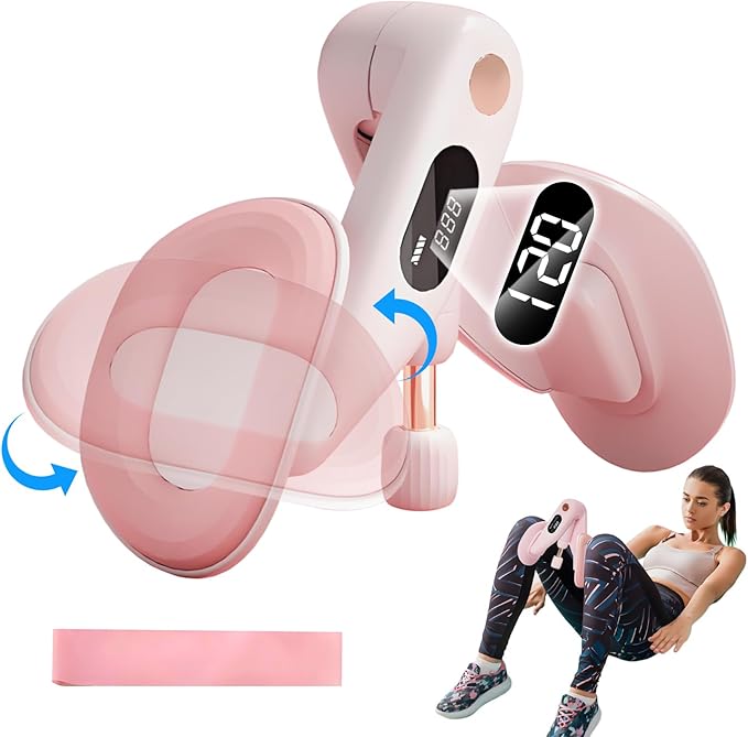 Thigh Master, Adjustable Thigh Trainer & Kegel Exerciser(10-70LB) with Leg Straps, Pelvic Floor Strengthener Devices for Women&Men, LED Counter, Postpartum Recovery, Home Gym Workout Equipment