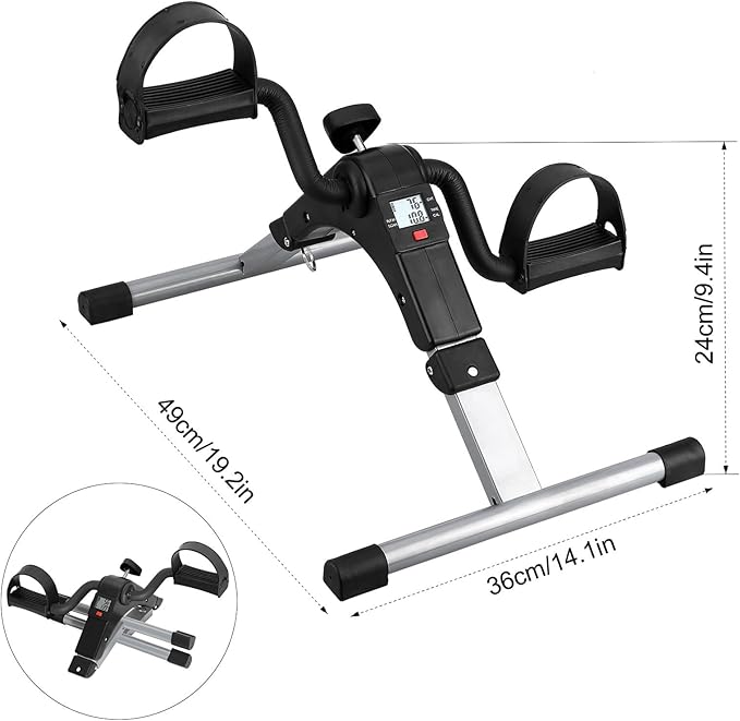 Folding Pedal Exerciser, Mini Under Desk Bike - Portable Foot Hand Cycle Peddler Machine Bicycle Exerciser for Arm Leg While Sitting