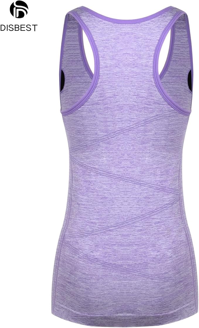 Disbest Yoga Tank Top, Women's Performance Stretchy Quick Dry Sports Workout Running Top Vest with Removable Pads