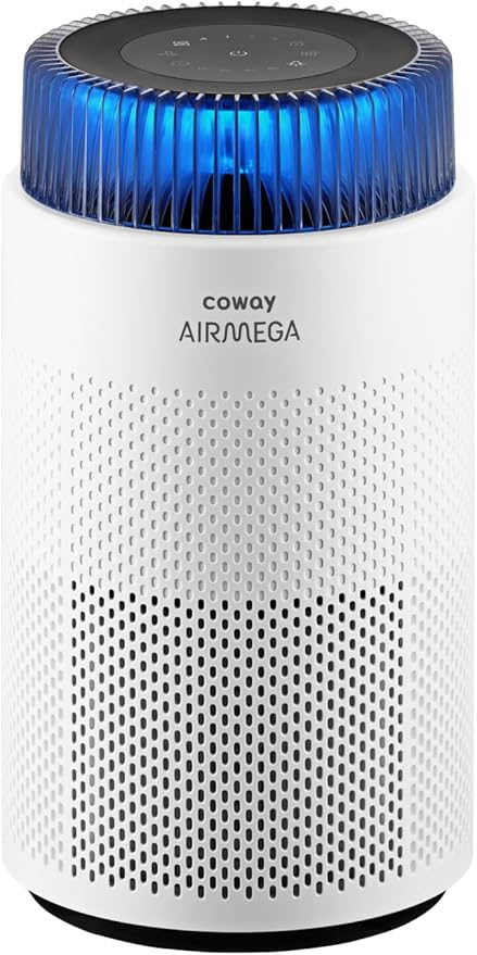 COWAY Air Purifiers for Bedroom Home up to 810 ft², True HEPA Filter for Smoke, Allergies, Pet Dander, Odor, AQI Monitor, Auto&Sleep Mode, Timer, Filter Indicator, Night Light, 3yr Warranty, 100 White