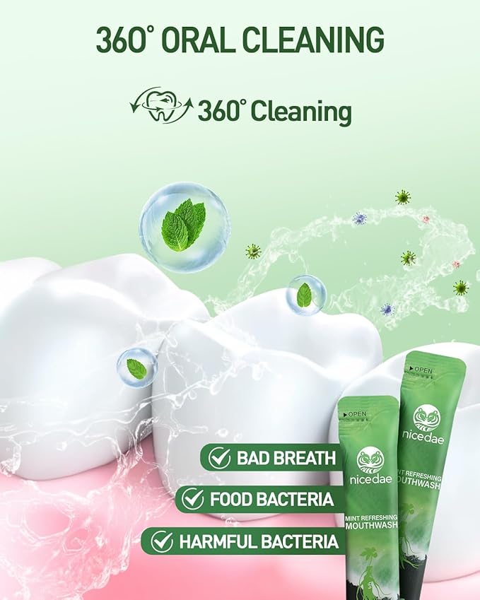 Travel Size Mouthwash Portable Packets Alcohol-Free & Fluoride-Free Fresh Mint Mouth Wash 30 Individual Wrapped Cruise Essentials