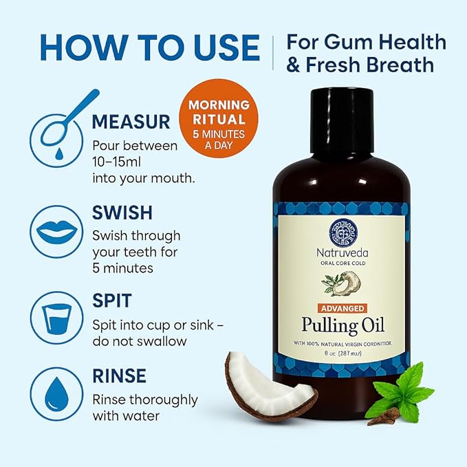 Coconut Oil Pulling Mouthwash – 3 Pack, 8 oz Each, Cocomint Flavor, Organic Ayurvedic Oral Rinse, Natural Mouthwash for Teeth and Gums, Coconut Pulling Oil for Daily Oil Pulling