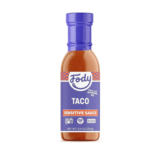 Fody Foods Taco Sauce, 8.5 Oz, Garlic and Onion Free, Low FODMAP Certified, Gut & IBS Friendly, Vegan, Non-GMO, Gluten Free, Keto Friendly