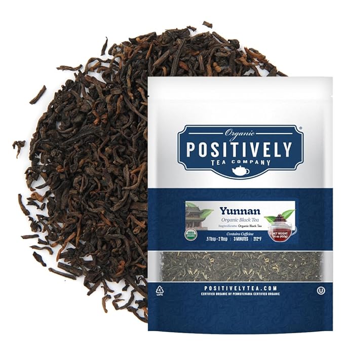 Organic Positively Tea Company, Yunnan Black Tea, Loose Leaf, 16 Ounce