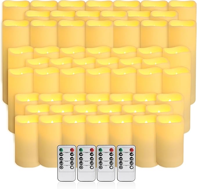60-Pack LED Flameless Candles with Remote Control - Perfect for Parties, and Special Occasions (Three Sizes)