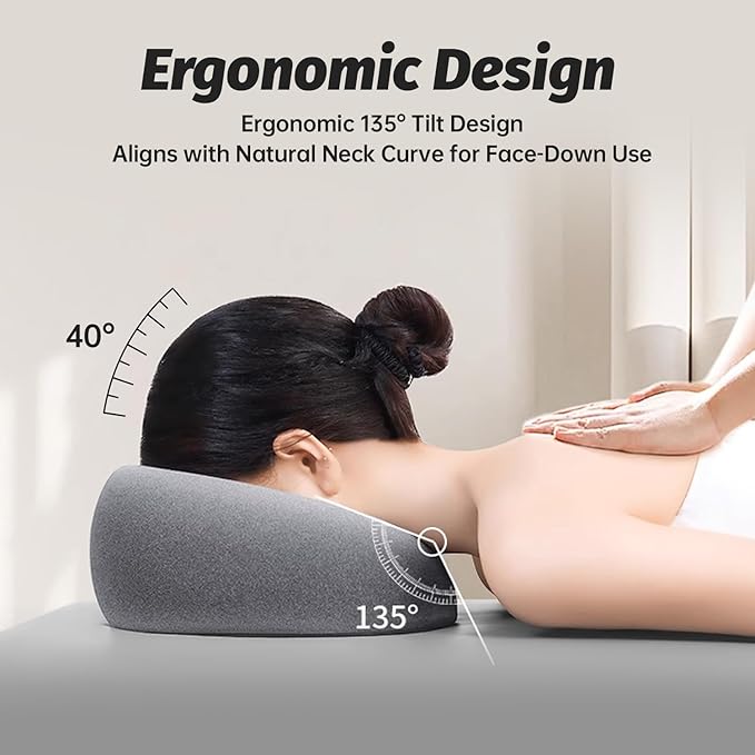 Face Down Pillows for Massage Table, Massage Headrest for Bed, Face Cradle for Spa, BBL Pillow After Surgery Post Eye Surgery Recovery & Vitrectomy Recovery Equipment Removable Cover Grey