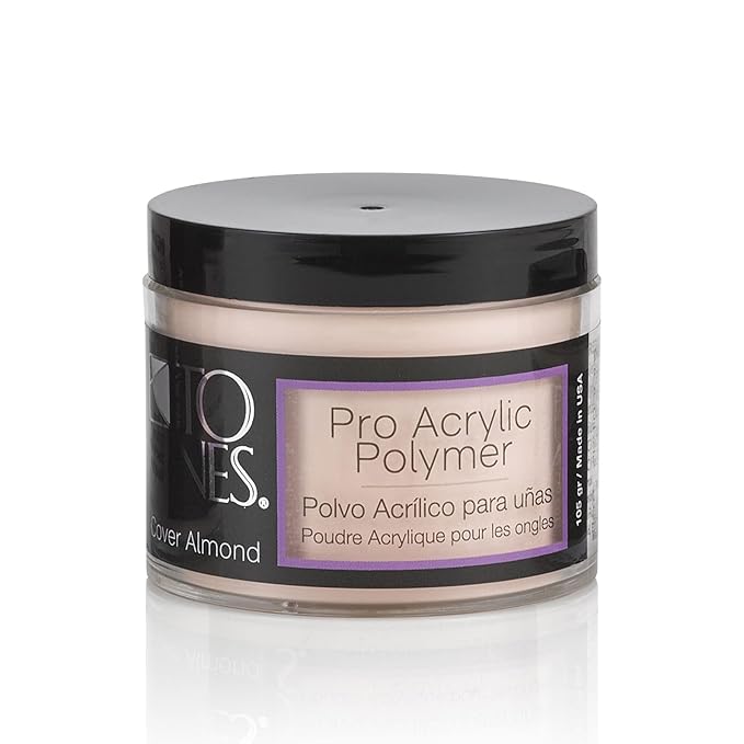 Tones Pro Acrylic Nail Powder, Cover Almond (Soft Nude Beige), (3.5 Fl Oz) - Long-Lasting & Non-Yellowing Polymer Acrylic Nail Powder for Salon & Home Quality Nail Carving Extensions & 3D Art