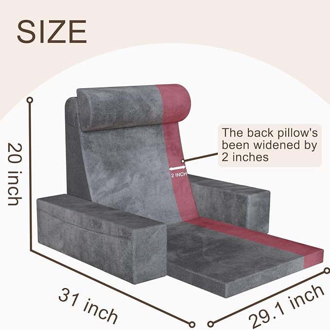 Widen Reading Pillow ,Back-reast Pillow with seat cushion,for Bed/Floor Sitting-Up Adult,Back Height Adjustable with Memory Foam,Large Backrest with Arms,Great for Reading/Games/Watching TV, 24"