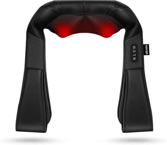 VOYOR-HEALTH Shiatsu Neck and Back Massager with Heat, Electric Deep Tissue 4D Kneading Massage for Shoulder, Back, Neck and Full Body Muscle Pain Relief, Home, Car, Office Use (Blue Grey)
