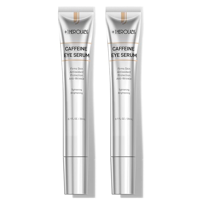 Caffeine Eye Cream with Niacinamide, Hyaluronic Acid, Vitamin E & Peptides - Under Eye Serum for Puffiness and Dark Circles, 0.7 Fl Oz (Pack of 2)