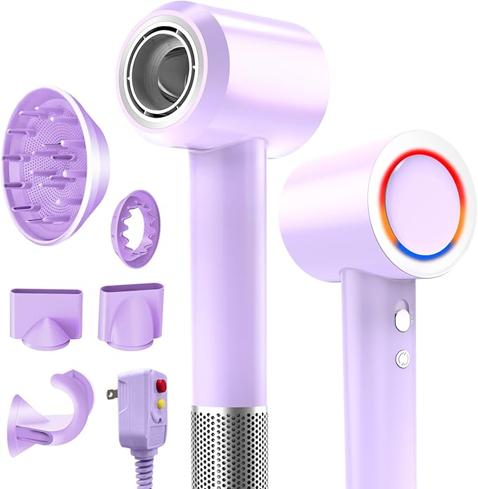 Hair Dryer, 1800W Fast Drying Blow Dryer with 160,000 RPM High-Speed Brushless Motor Low Noise Hairdryer with Magnetic Attachments for Home Salon Travel