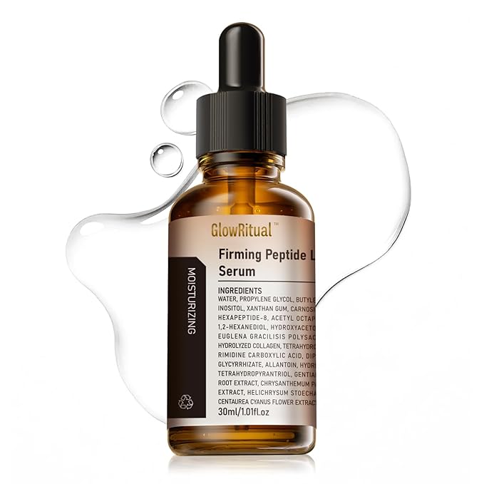 GlowRitual Firming Peptide Lifting Serum - Multi-Peptide Hydrating Anti-Aging Face Serum, Natural Ingredients for Smoothness, Lightweight and Gentle for Most Skin Types