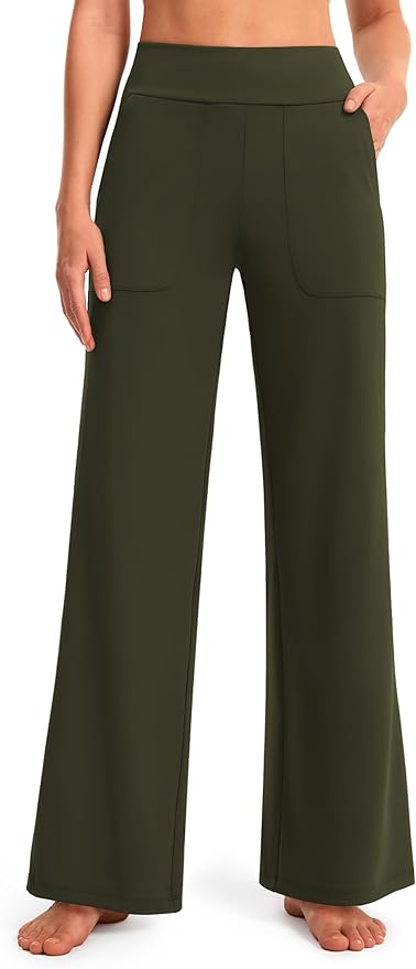 AFITNE Womens Wide Leg Yoga Pants with Pockets High Waist Stretch Dress Casual Pants Loose Lounge Sweatpants 28"/30"/32"