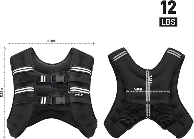 Weighted Vest for Men Women, 8lbs/12lbs/16lbs/20lbs Weight Vest with Reflective Stripes for Workout, Strength Training, Running, Fitness, Muscle Building, Weight Loss
