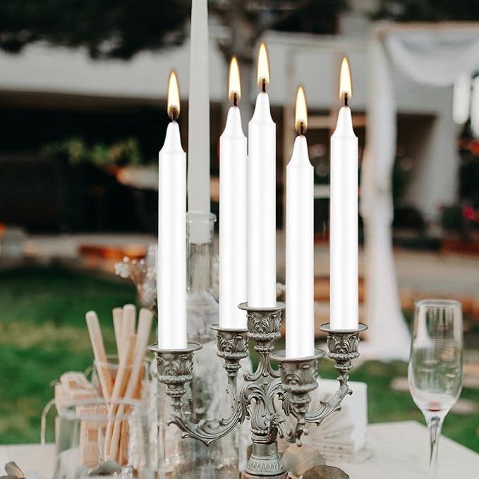 Set of 40 White Candles Mini Unscented Taper Candles for Christmas,Household, Wedding, Rituals, Prayer, Birthdays, Meditation, Altar,Party and Home Décor Candlesticks - 4 Inch Tall