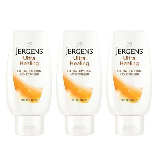 Jergens Ultra Healing Dry Skin Lotion, Hand and Body Moisturizer for Quick Absorption into Extra Dry Skin with Hydralucence Blend, Vitamins C, E and B5, White, 3 oz, Pack of 3