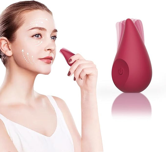 Mini Portable Facial & Eye Skin Care Tools - Skin Activated Handheld Cordless Vibration Massager,for Relieving Dark Circles,Eye Bags,and Fine Lines,Improves Facial Skin Laxity and Aging - Red