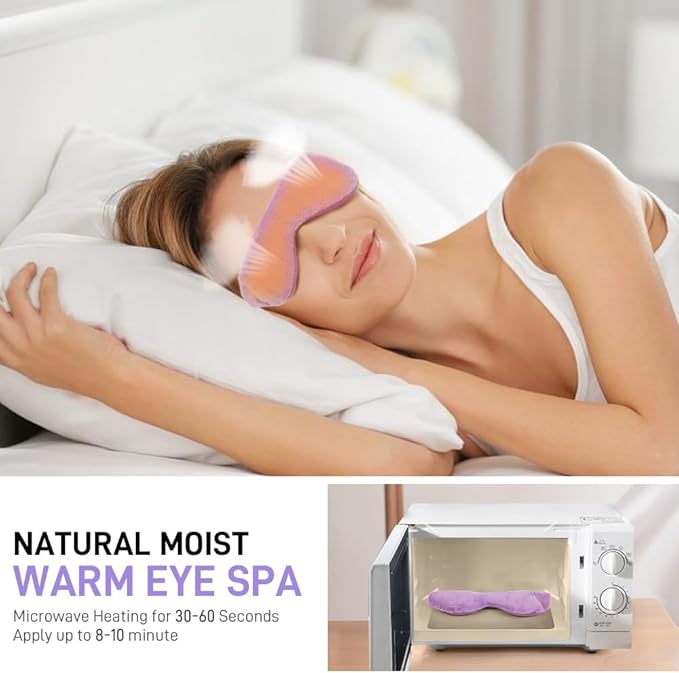 Heated Eye Mask - Microwaveable Moist Heat Compress for Dry, Itchy Eyes & Styes - Purple