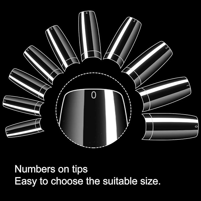krofaue 500PCS Clear False Nails Tips - Half Cover Lady French Style Acrylic Artificial Tip Manicure with Box of 10 Sizes for Nail Tips Art Salons and Home DIY