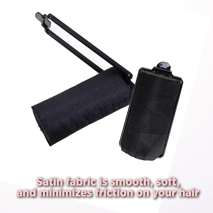 DONNA Foam Hair Roller 8PCS, Silky Sastin 1"(D) LARGE Rollers for Heatless Hairdressing Styling, Hair Curlers and Clips, Black