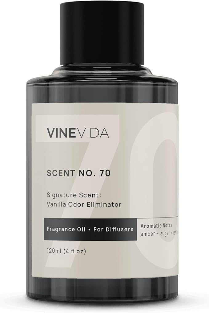 VINEVIDA [4 Fl Oz] Vanilla Odor Eliminator Fragrance Oil for Cold Air Diffusers, Essential Oils for Diffuser Oil Refill & Air Freshener Room Spray.