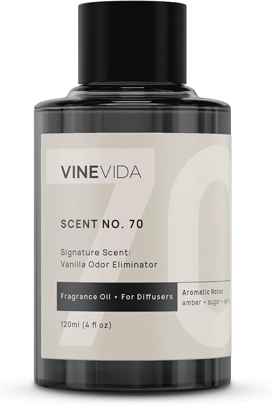 VINEVIDA [4 Fl Oz] Vanilla Odor Eliminator Fragrance Oil for Cold Air Diffusers, Essential Oils for Diffuser Oil Refill & Air Freshener Room Spray.