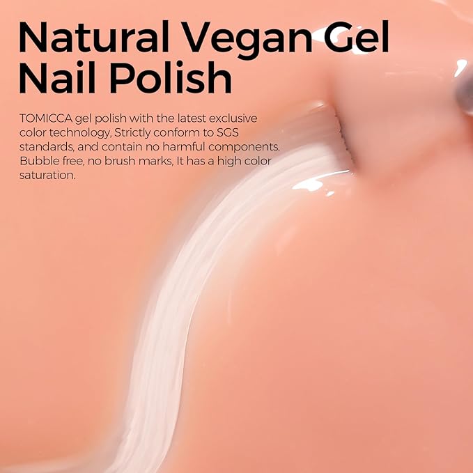 TOMICCA Nude Gel Nail Polish - Clear, Jelly, Translucent Nude - Quick Dry, Long Lasting UV Neutral Gel Polish for Nail Art Manicure