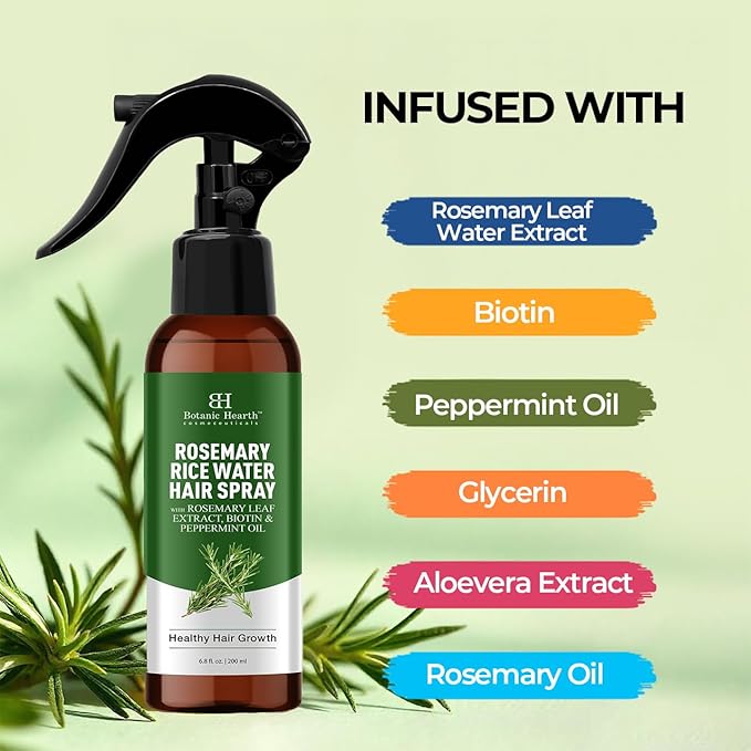 Botanic Hearth Advanced Rosemary Water Spray For Hair Growth With Peppermint, Biotin | Thinning Hair Regrowth, Scalp Treatment For Men & Women| 6.8 Fl Oz