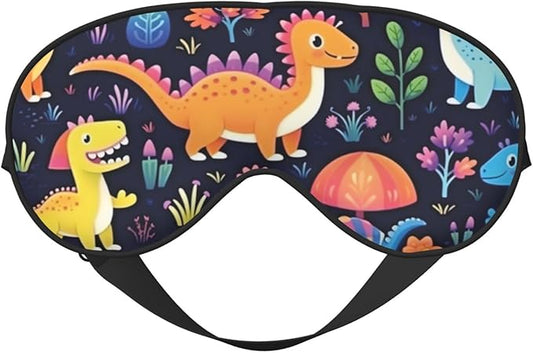 Sleep Eye Mask Cute Dinosaur Jungle Floral Sleep Mask for Women Men Comfortable Eye Mask with Adjustable Strap Soft Eye Cover Blindfold for Travel Yoga Nap Shift Work