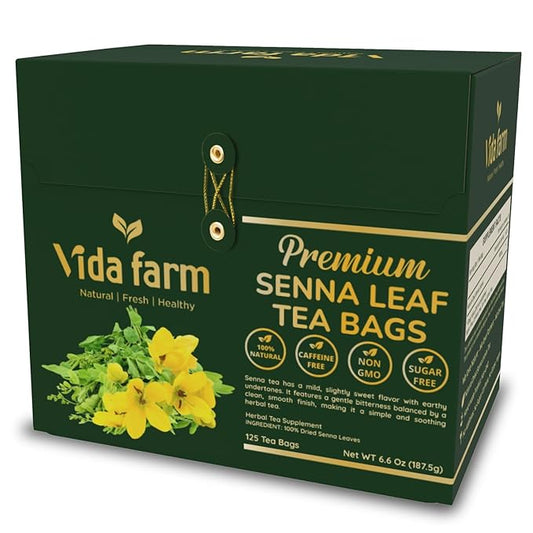 VIDA FARM Premium Senna Tea for Constipation - 125 Tea Bags - 100% Natural Senna Leaves, Non-GMO, Caffeine Free