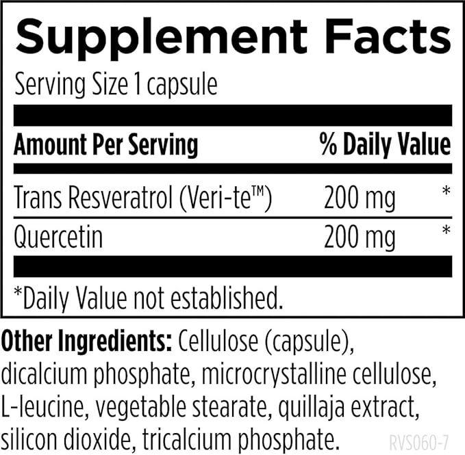 Designs for Health Resveratrol Supreme - Trans Resveratrol from Japanese Knotweed + Quercetin - Healthy Aging + Cardiovascular Support Supplement, Non-GMO (60 Capsules)