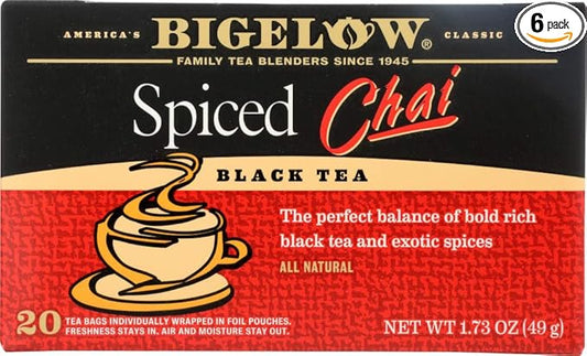 Bigelow Tea Black Tea - Spiced Chai - Case of 6 - 20 BAG