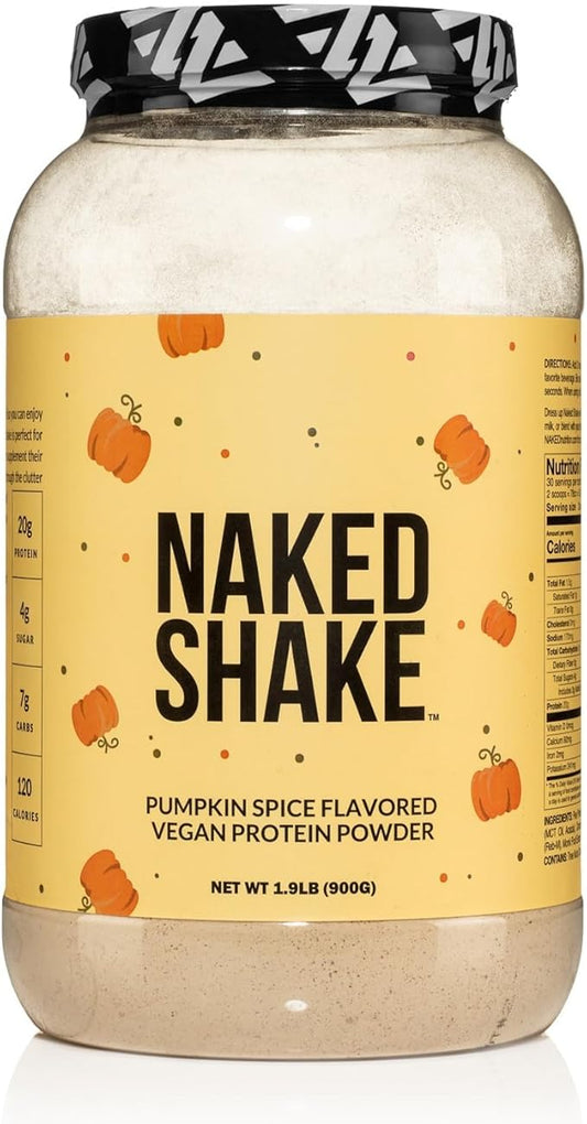 Naked Shake - Pumpkin Spice Protein Shake - Flavored Plant Based Protein with MCT Oil - Gluten-Free, Soy-Free, No GMO Or Artificial Sweeteners - 30 Servings