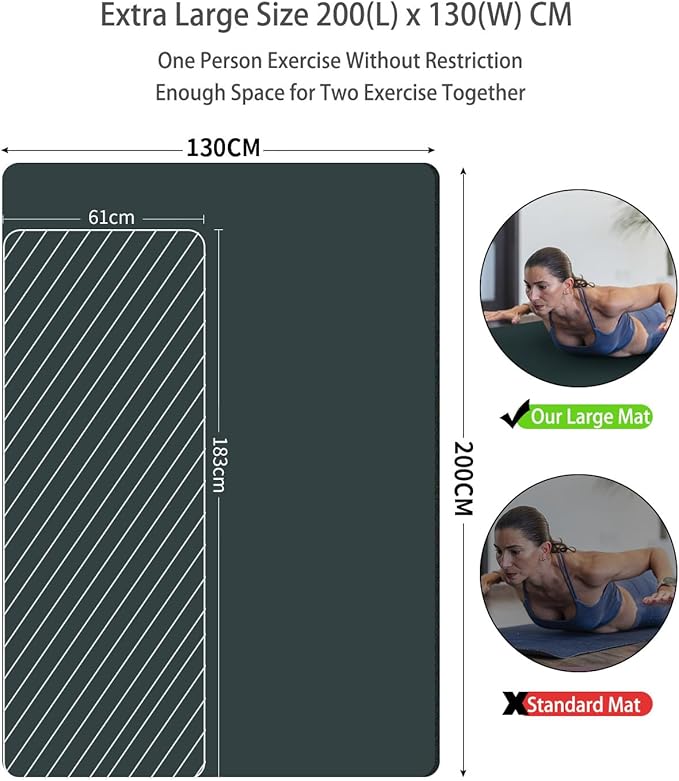 Large Yoga Mat 78"x 51" 20mm/15mm/10mm Thick Workout Mats for Home Gym, Extra Wide Workout for Women Men Gym Flooring Exercises