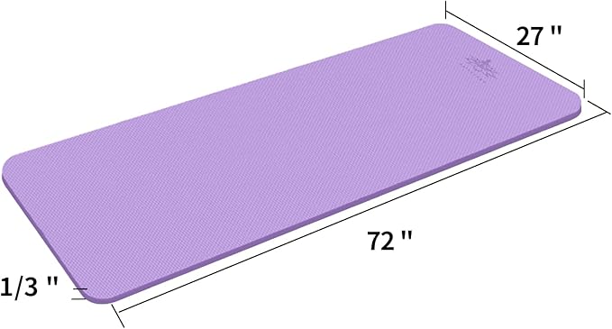 Hatha Yoga Thick TPE Yoga Mat 72"x 27"x1/3 inch Non Slip Eco Friendly Exercise Mat for Yoga Pilates & Floor Workouts