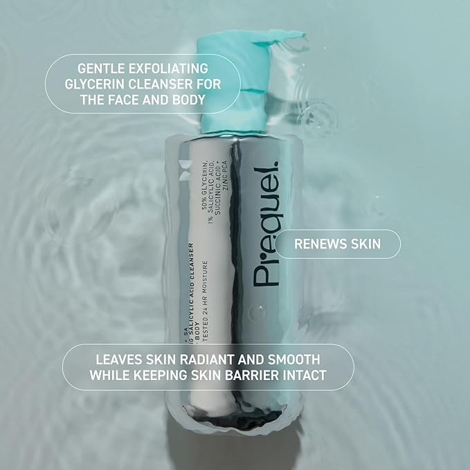 Prequel Skin Gleanser SA, Moisturizing Glycerin Face Wash,1% Salicylic Acid Face Cleanser, Unscented and Combination Skin Face Soap, 13.5 ounce (each) Pump Bottles - 6.75 fluid ounce (Pack of 2)