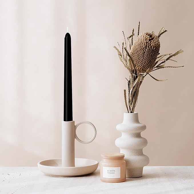 4 Pack Black Taper Candles - Taper Candles 10 Inch Dripless, Smokeless & Unscented - 8 Hours Long Burning - Hand Poured Tall Candlesticks - Ideal for Weddings, Dinner Parties, and Home Decor