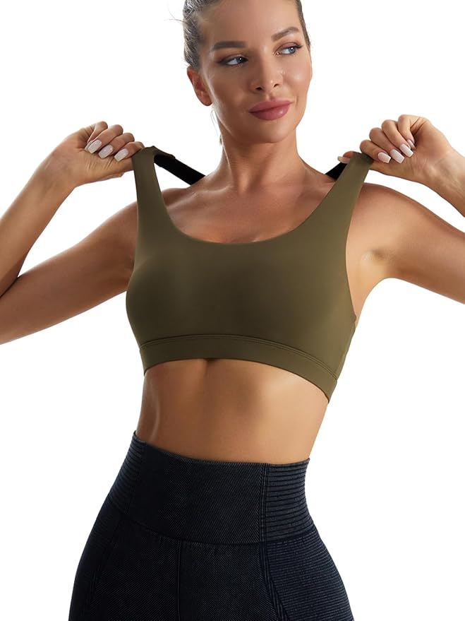 RUNNING GIRL High Impact Sports Bras for Women,Racerback Running Bra Workout Crop Tank Tops Longline Sports Bra Push up