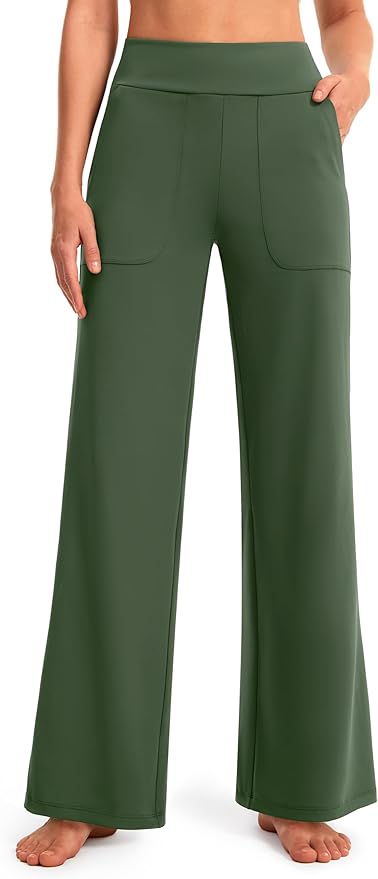 AFITNE Womens Wide Leg Yoga Pants with Pockets High Waist Stretch Dress Casual Pants Loose Lounge Sweatpants 28"/30"/32"