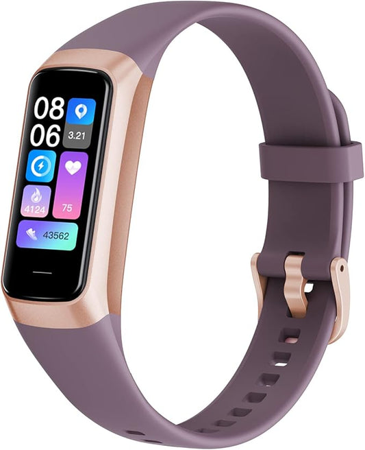 Fitness Tracker Activity Tracker 1.10''AMOLED Touch Color Screen,Smart Watch with 24/7 Blood Oxygen Heart Rate,Sleep Monitor,IP68 Waterproof,Step Counter Health for Women Men (Wine red)
