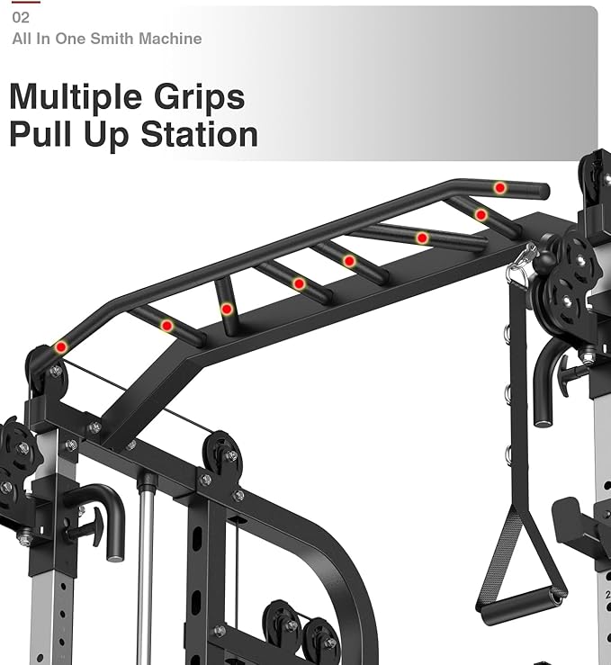 DONOW Smith Machine with Weight Stacks Home Gym Sytem Power Cage Squat Rack Dual Cable Crossover Machine All in One